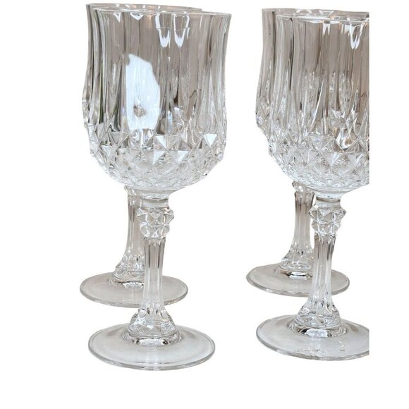 Vintage Crystal Wine Glasses Set Of 4 6.5'' tall Cristal D'Arques-Durand Longcha - Picture 10 of 15